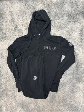 Love Black Pullover Hoodie with White Logo